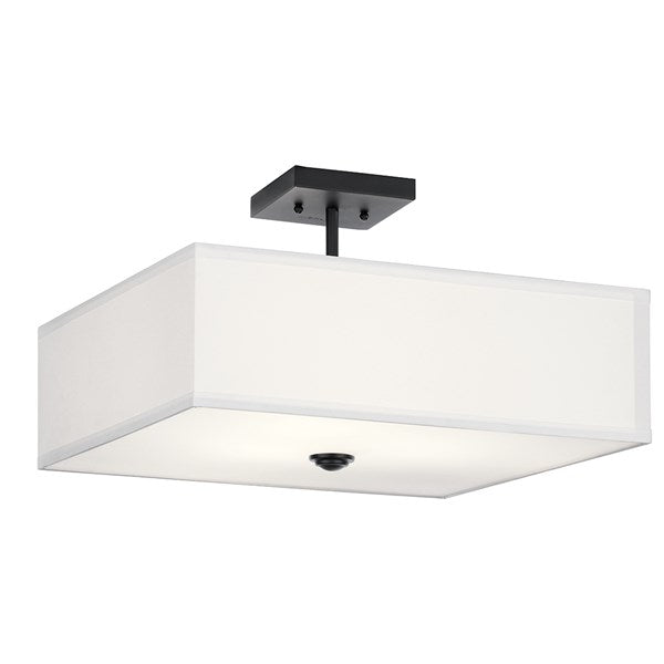 SHAILENE luminaire plafonnier noir et tissu blanc 43693BK