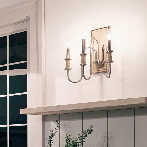 KARTHE luminaire mural nickel brossé et effet bois 52473NI | Luminaire Plus.ca
