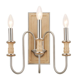KARTHE luminaire mural nickel brossé et effet bois 52473NI | Luminaire Plus.ca