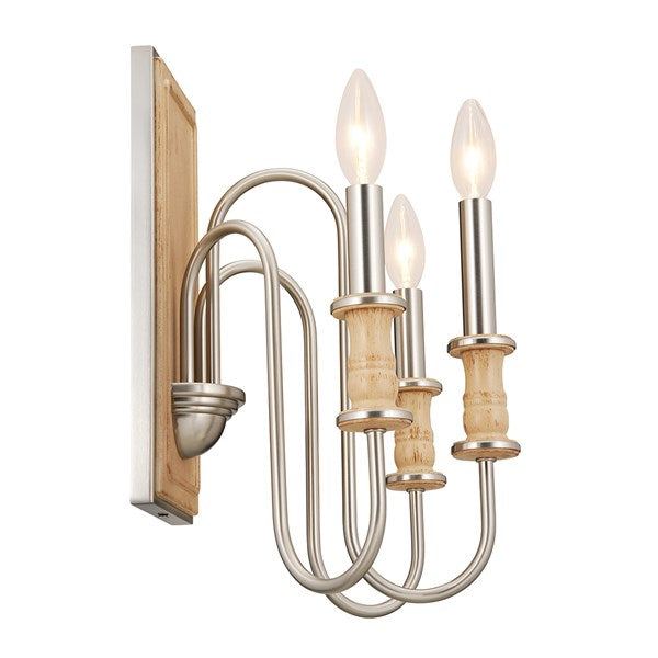 KARTHE luminaire mural nickel brossé et effet bois 52473NI | Luminaire Plus.ca
