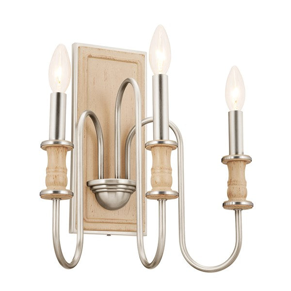 KARTHE luminaire mural nickel brossé et effet bois 52473NI | Luminaire Plus.ca