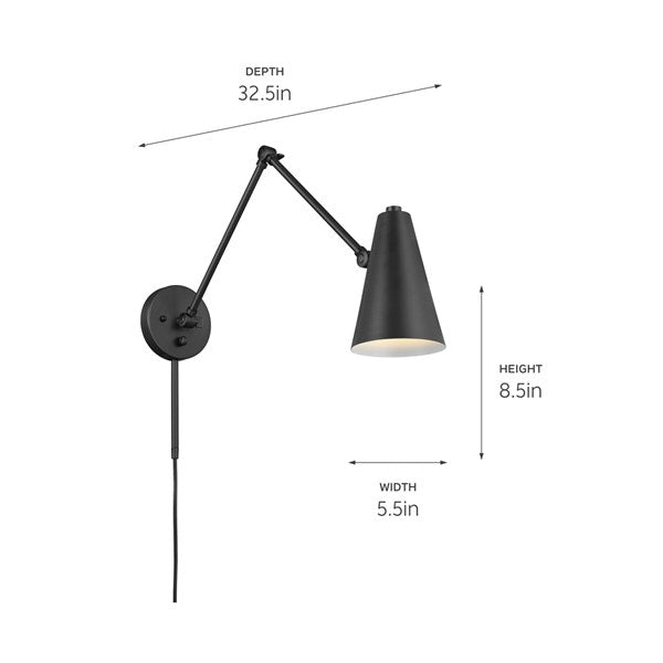 SYLVIA luminaire mural noir 52486BKB | Luminaire Plus.ca