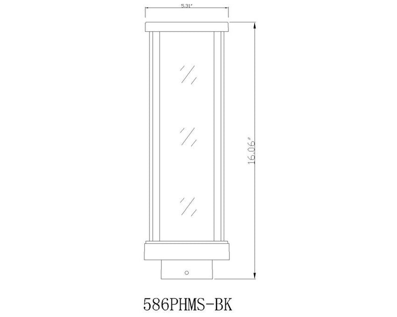 GLENWOOD luminaire tête de poteau extérieur noir 586PHMS-BK