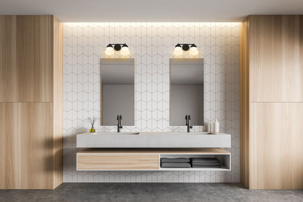 VAUGHN luminaire mural noir et verre blanc 735-2V-MB | Luminaire Plus.ca