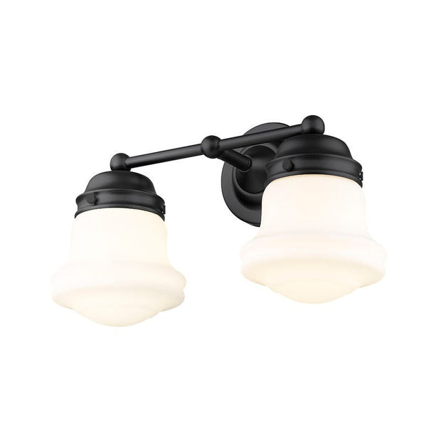 VAUGHN luminaire mural noir et verre blanc 735-2V-MB | Luminaire Plus.ca