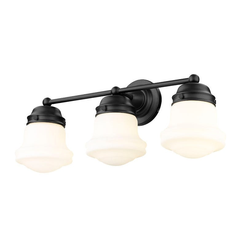 VAUGHN luminaire mural noir et verre blanc 735-3V-MB | Luminaire Plus.ca