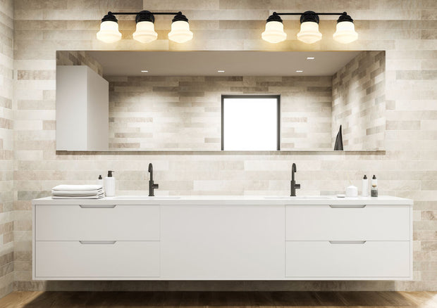 VAUGHN luminaire mural noir et verre blanc 735-3V-MB | Luminaire Plus.ca