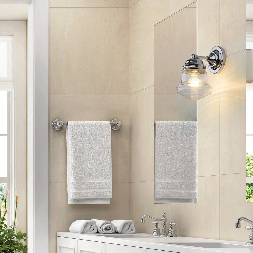 VAUGHN luminaire chrome et verre bullé 736-1S-CH | Luminaire Plus.ca