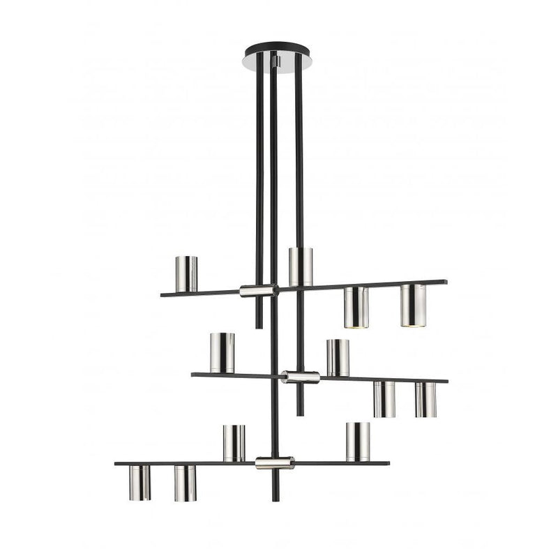 CALUMET luminaire suspendu noir et chrome 814-12MB-PN