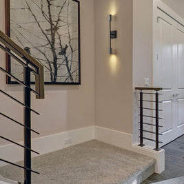 CALUMET luminaire mural noir et nickel brossé 814-2S-MB-PN | Luminaire Plus.ca