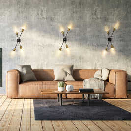 CALUMET luminaire mural noir et doré 814-4S-MB-OBR | Luminaire Plus.ca