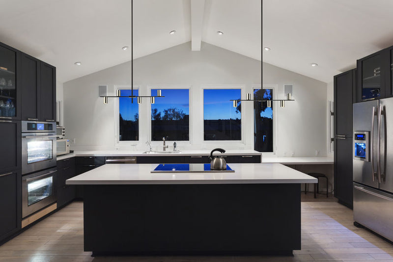 CALUMET luminaire suspendu noir et chrome 814-5L-MB-PN | Luminaire Plus.ca