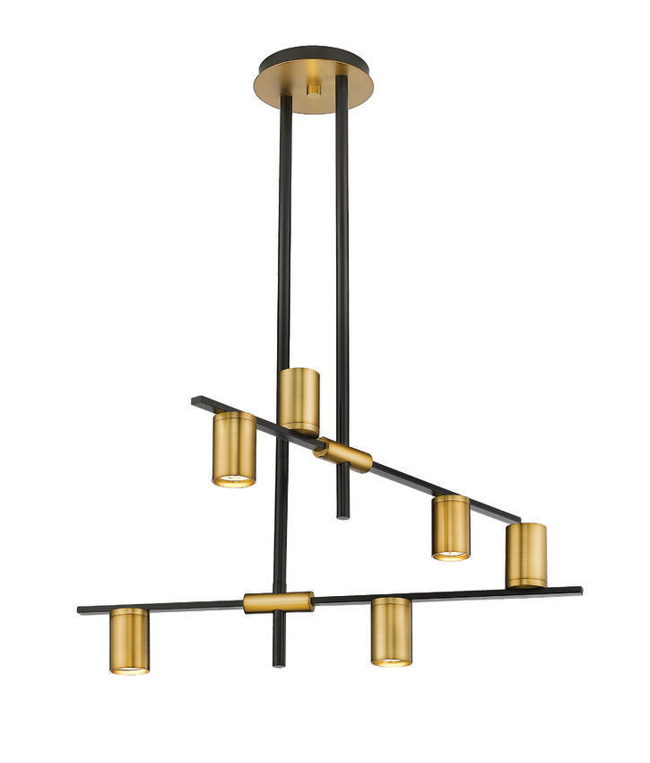 CALUMET luminaire suspendu noir et doré 814-6MB-OBR | Luminaire Plus.ca