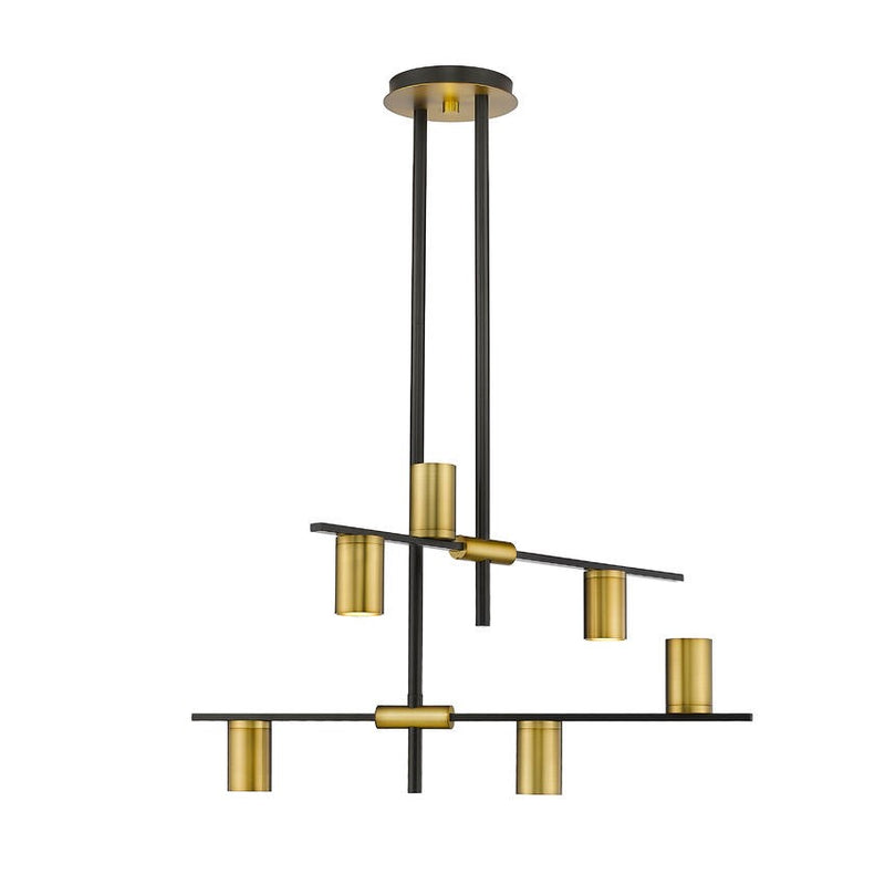 CALUMET luminaire suspendu noir et doré 814-6MB-OBR | Luminaire Plus.ca