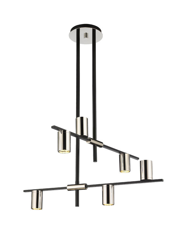 CALUMET luminaire suspendu noir et chrome 814-6MB-PN