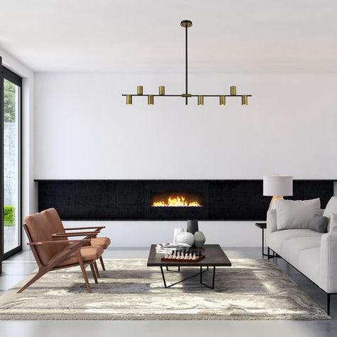 CALUMET luminaire suspendu noir et doré 814-8L-MB-OBR | Luminaire Plus.ca