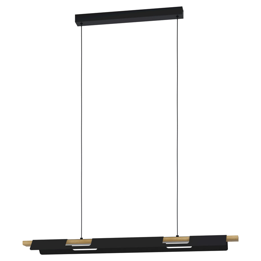 ERMUA luminaire suspendu linéaire bois et noir 98836A | Luminaire Plus.ca