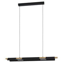 ERMUA luminaire suspendu linéaire bois et noir 98836A | Luminaire Plus.ca