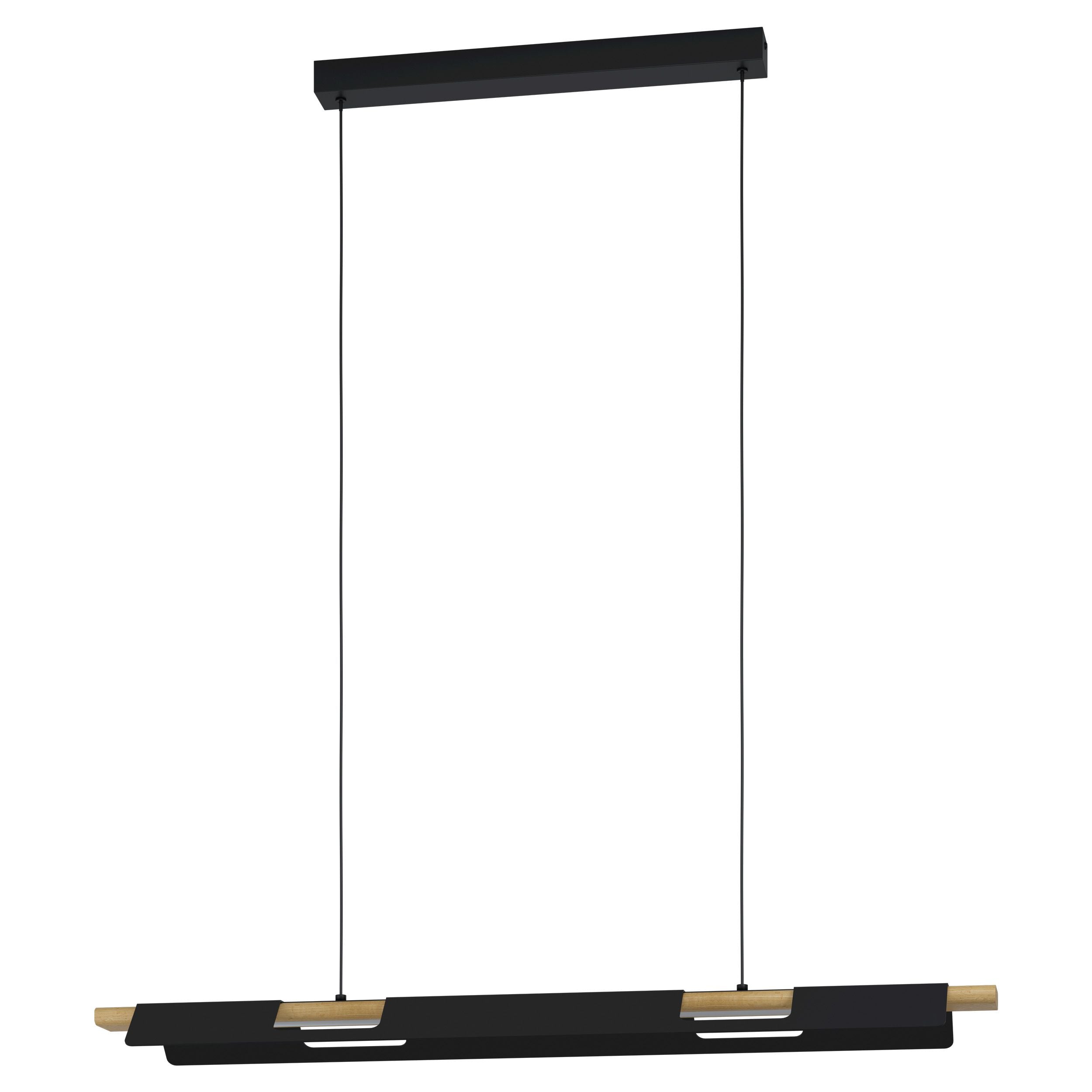 ERMUA luminaire suspendu linéaire bois et noir 98836A | Luminaire Plus.ca