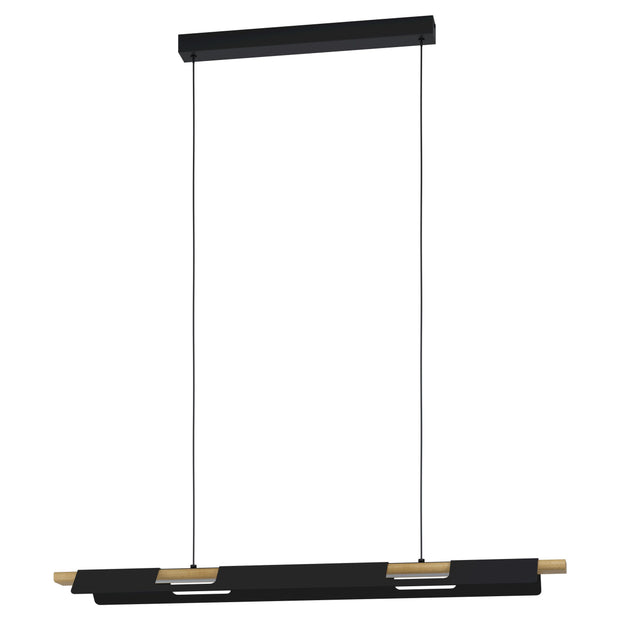 ERMUA luminaire suspendu linéaire bois et noir 98836A | Luminaire Plus.ca
