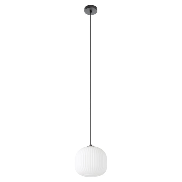 MANTUNALLE luminaire noir et verre blanc 99366A | Luminaire Plus.ca