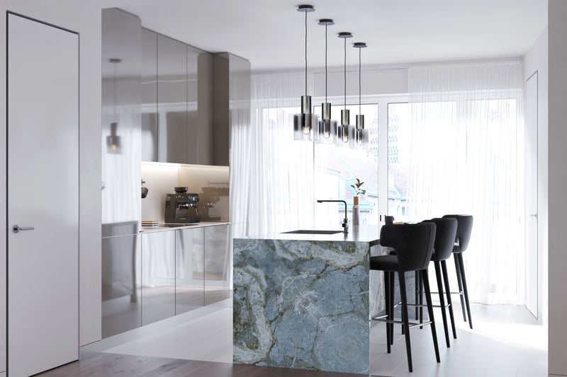 HENLEY luminaire suspendu noir et verre fumé AC11520SM | Luminaire Plus.ca