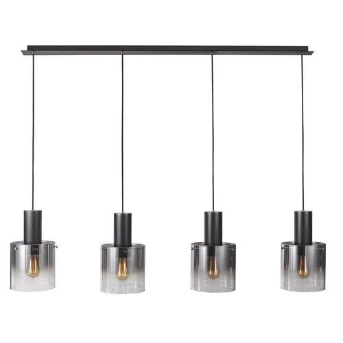 Artcraft HENLEY AC11526SM Luminaire Suspension quadruple noir et verre fumé