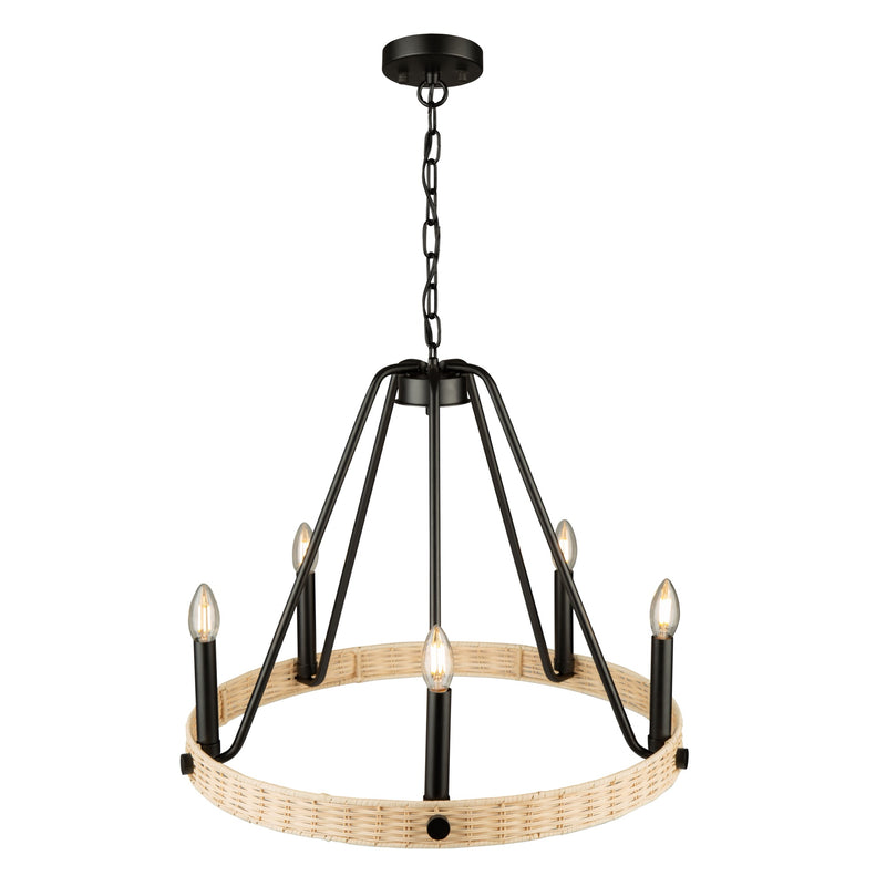 PERRIS luminaire suspendu noir et rotin AC11715BK | Luminaire Plus.ca