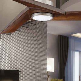 VORION ventilateur nickel brossé et effet bois AC21952-SN | Luminaire Plus.ca