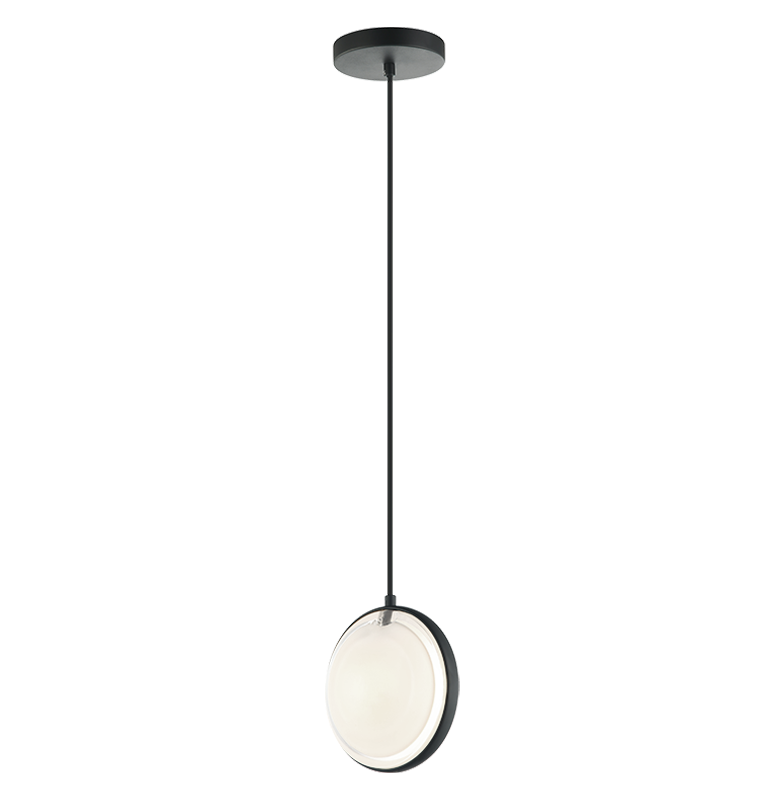 CHATOYANT luminaire suspendu noir et verre blanc C71501MB