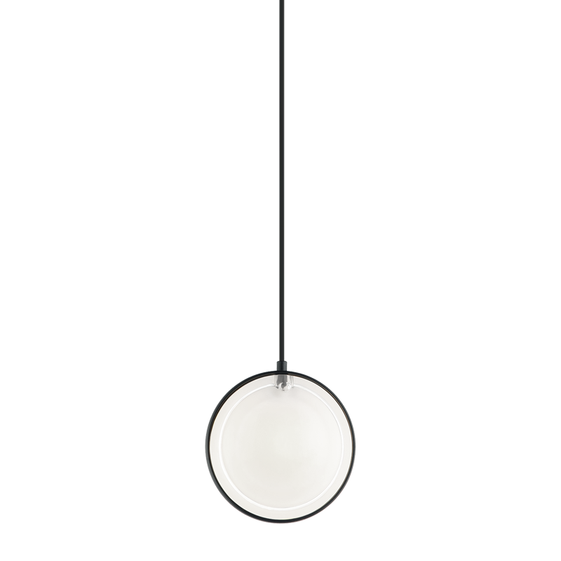 CHATOYANT luminaire suspendu noir et verre blanc C71501MB | Luminaire Plus.ca
