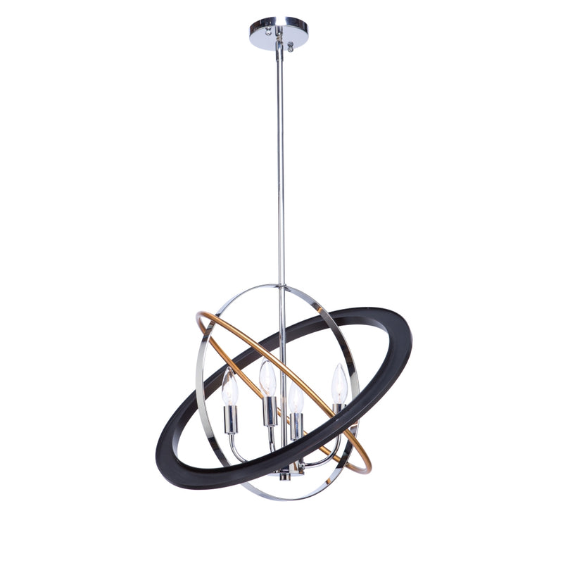 Artcraft Cosmic luminaire suspendu quadruple laiton chrome et noir CL15114