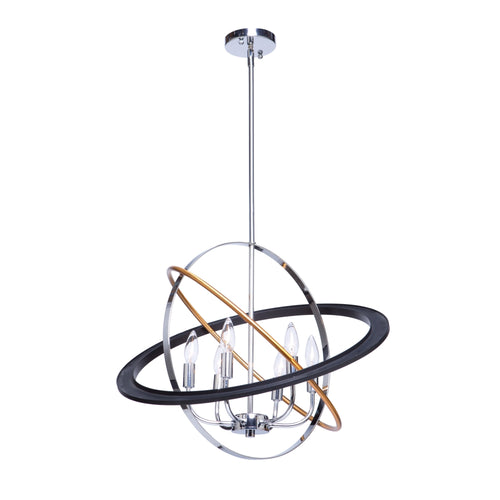 Artcraft Cosmic luminaire suspendu quadruple laiton chrome et noir CL15114