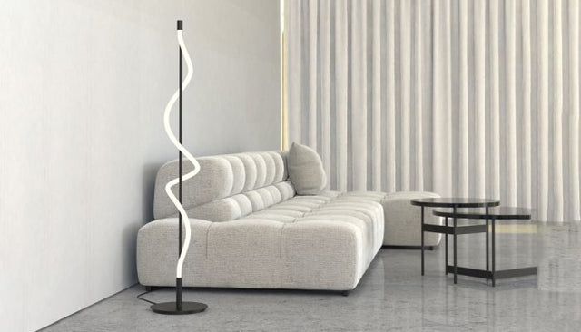 CURSIVE lampe de plancher noir FL95360 | Luminaire Plus.ca
