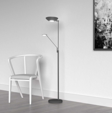 LAMPE de plancher avec bras de lecture noir 170LEDF-BK| Luminaire Plus.ca