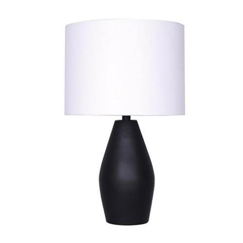 SIMONE lampe noire avec abat-jour blanc LL1779 | Luminaire Plus.ca