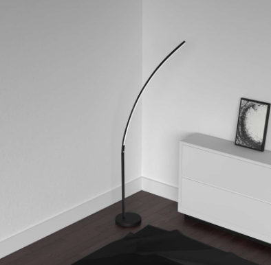 LAMPE de plancher arquée noir 412LEDF-MB | Luminaire Plus.ca