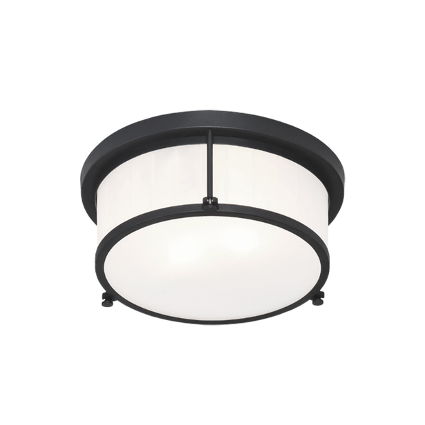 CAISSE CLAIRE luminaire plafonnier noir et verre blanc M14902MB | Luminaire Plus.ca