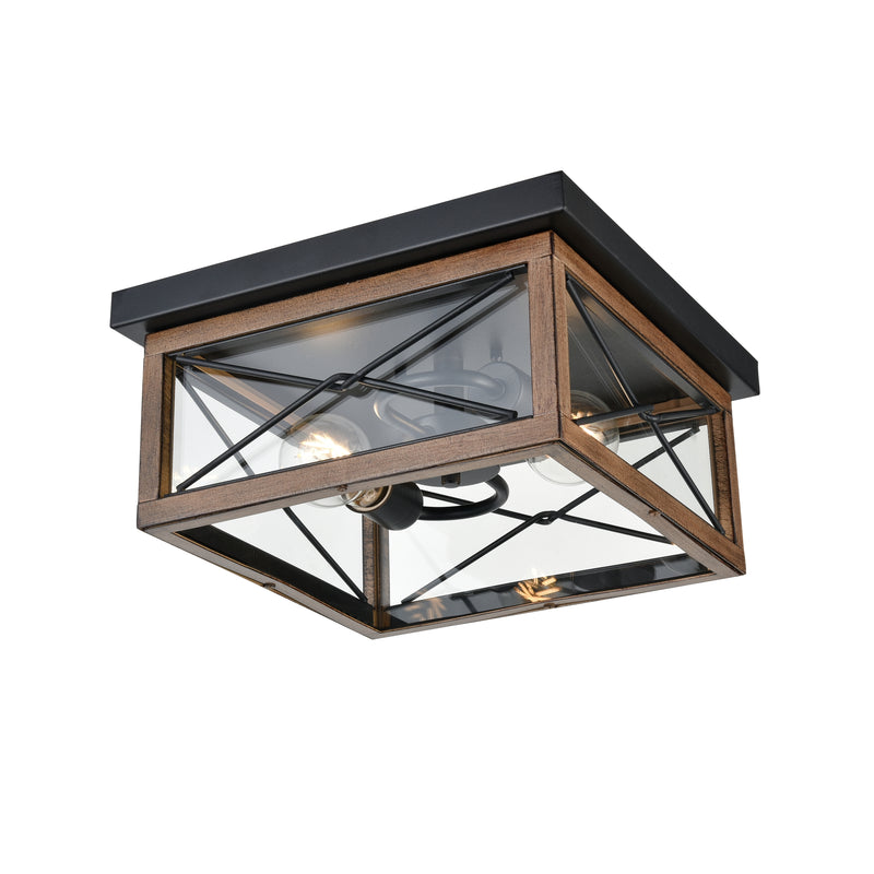 CONTY FAIR luminaire plafonnier extérieur noir et effet bois DVP43370BK+IW-CL