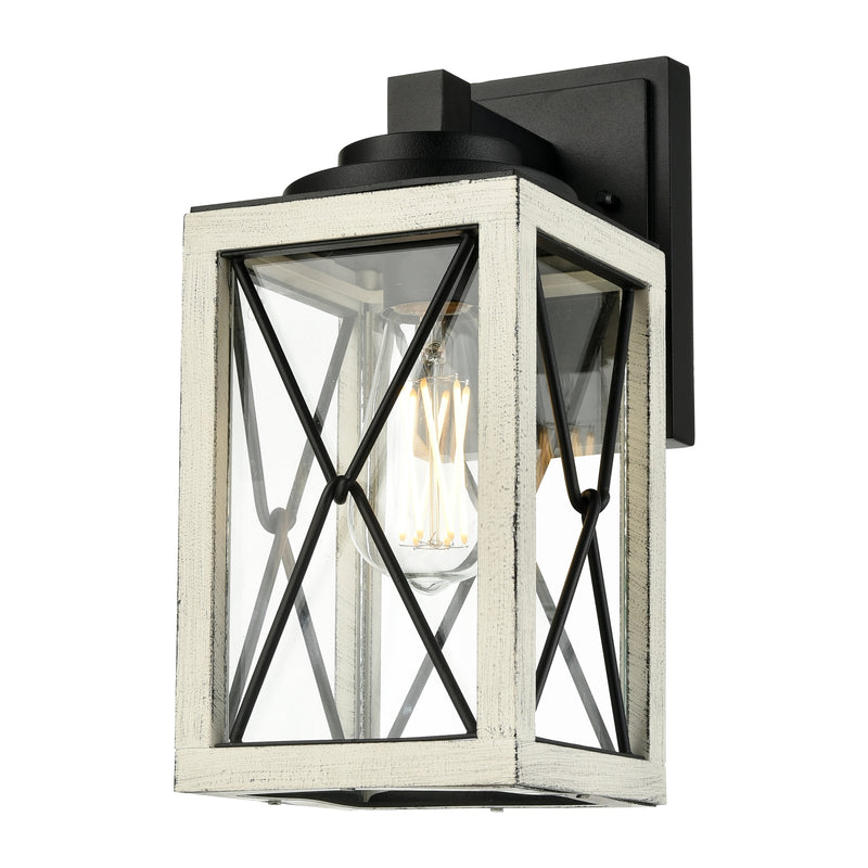CONTY FAIR luminaire mural extérieur noir et bois blanchi DVP43371BK+BIW-CL