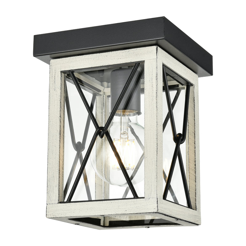 CONTY FAIR luminaire plafonnier extérieur noir et bois blanchi DVP43374BK+BIW-CL