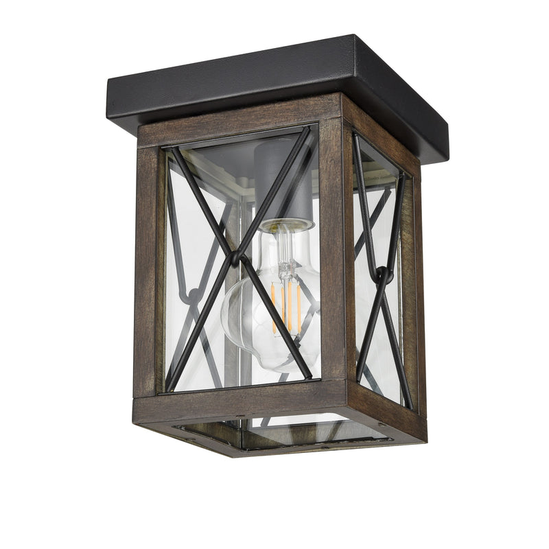 CONTY FAIR luminaire plafonnier extérieur noir et effet bois DVP43374BK+IW-CL