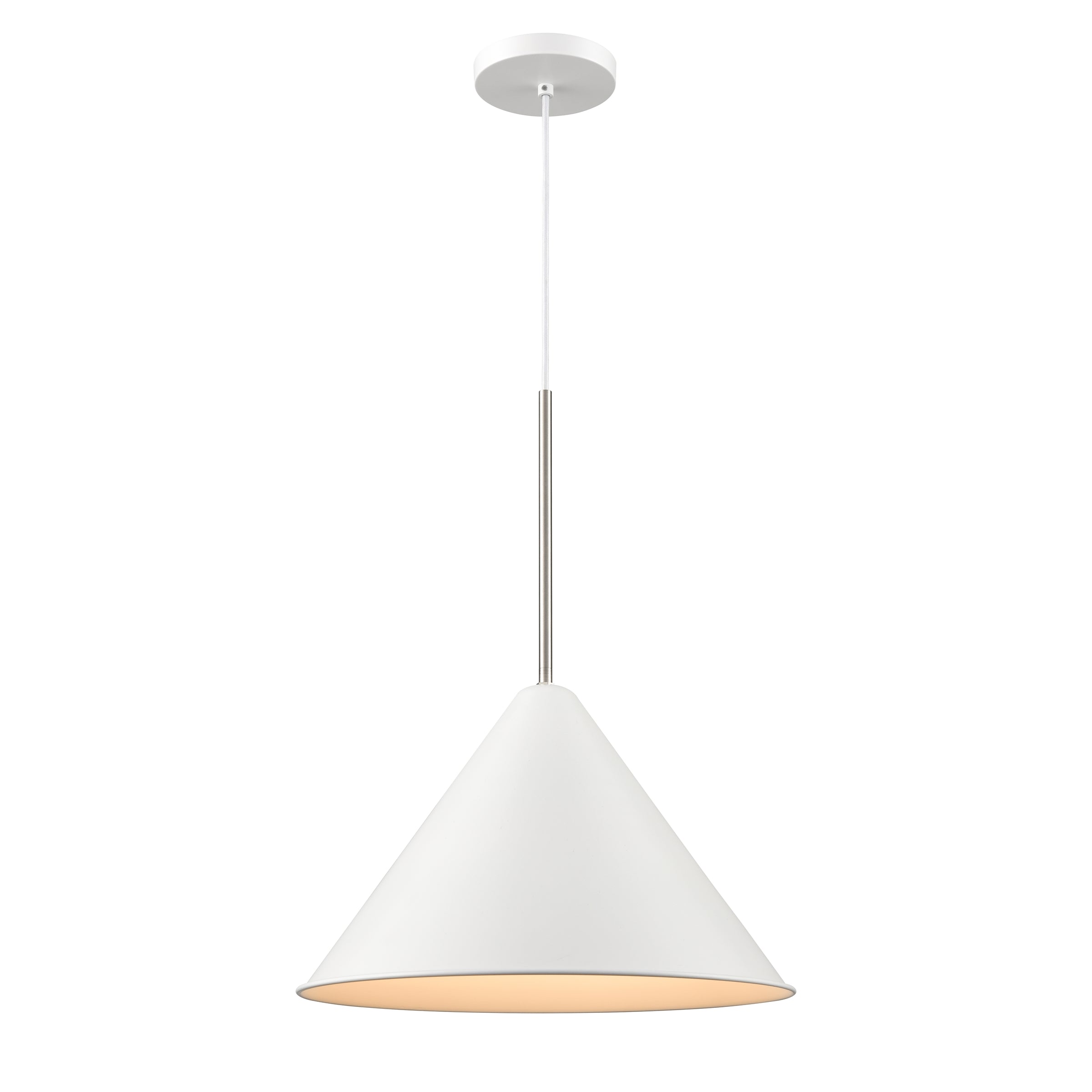 LILY luminaire suspendu blanc et chrome DVP46120MW+SN | Luminaire Plus.ca