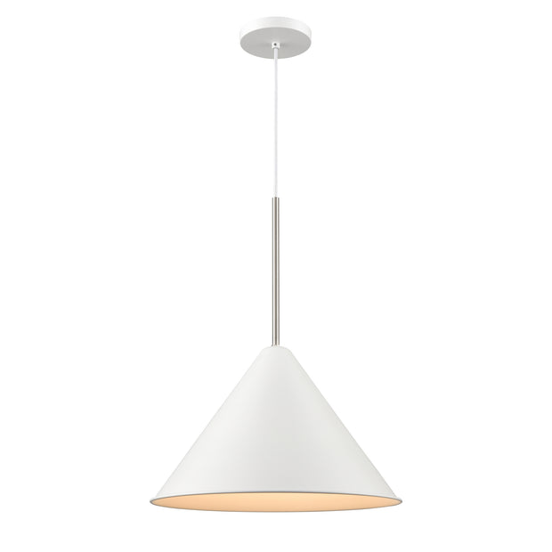 LILY luminaire suspendu blanc et chrome DVP46120MW+SN | Luminaire Plus.ca