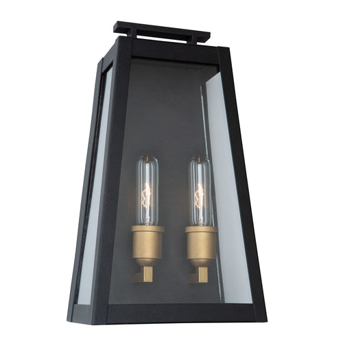 CHARLESTON luminaire mural extérieur noir et doré AC8109BK | Luminaire Plus.ca