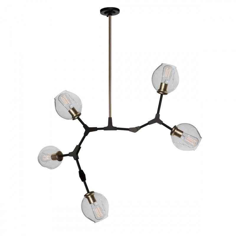 Artcraft Organic luminaire suspendu 40" 5 lumieres noir et laiton antique JA14025VB