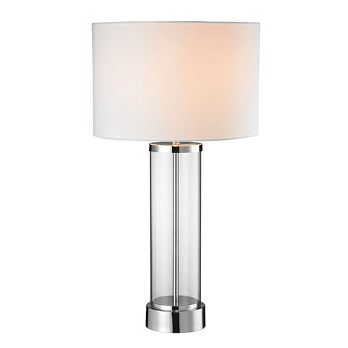 ASHLEY luminaire lampe de table chrome et abat-jour blanc LL1020 | Luminaire Plus.ca