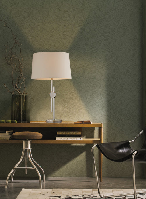 ASHLEY luminaire lampe de table nickel brossé et abat-jour blanc LL1022 | Luminaire Plus.ca