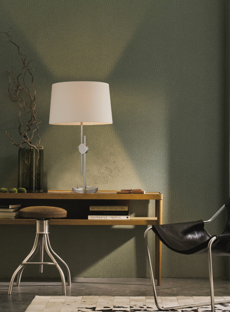 ASHLEY luminaire lampe de table nickel brossé et abat-jour blanc LL1022 | Luminaire Plus.ca