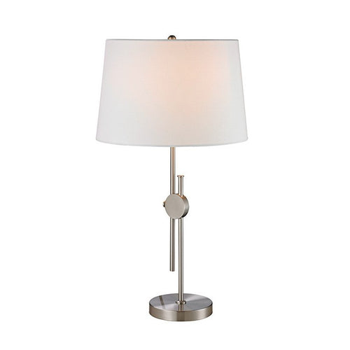 ASHLEY luminaire lampe de table nickel brossé et abat-jour blanc LL1022 | Luminaire Plus.ca
